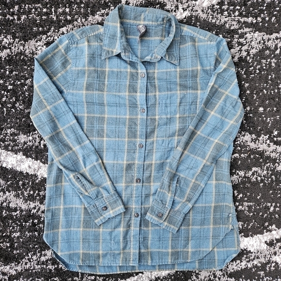 Mountain Hardwear Long Sleeve Flannel Plaid Turquoise Button Up Shirt Women's S - Picture 10 of 14